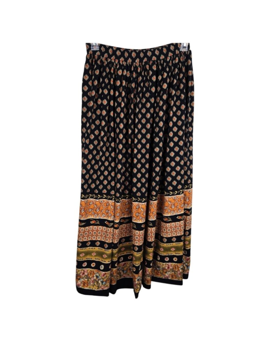 Stonebridge Maxi Skirt Womens S Black Floral Medallion Boho Broomstick Cotton - Picture 2 of 8